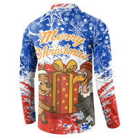 Chile Christmas Button Sweatshirt with Flag Colors Tree Reindeer Condor and Gift Design - Wonder Print Shop
