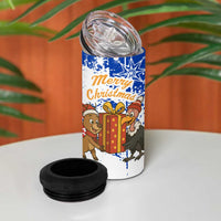 Chile Christmas 4 in 1 Can Cooler Tumbler with Flag Colors Tree Reindeer Condor and Gift Design - Wonder Print Shop