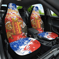 Chile Christmas Car Seat Cover with Flag Colors Tree Reindeer Condor and Gift Design - Wonder Print Shop