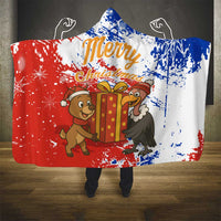 Chile Christmas Hooded Blanket with Flag Colors Tree Reindeer Condor and Gift Design - Wonder Print Shop