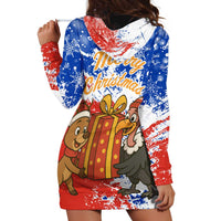 Chile Christmas Hoodie Dress with Flag Colors Tree Reindeer Condor and Gift Design - Wonder Print Shop