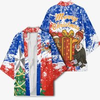 Chile Christmas Kimono with Flag Colors Tree Reindeer Condor and Gift Design - Wonder Print Shop