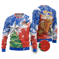 Chile Christmas Ugly Christmas Sweater with Flag Colors Tree Reindeer Condor and Gift Design - Wonder Print Shop