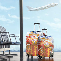 Chile Christmas Luggage Cover with Flag Colors Tree Reindeer Condor and Gift Design - Wonder Print Shop