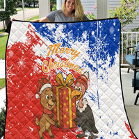 Chile Christmas Quilt with Flag Colors Tree Reindeer Condor and Gift Design - Wonder Print Shop