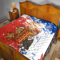 Chile Christmas Quilt with Flag Colors Tree Reindeer Condor and Gift Design - Wonder Print Shop