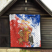 Chile Christmas Quilt with Flag Colors Tree Reindeer Condor and Gift Design - Wonder Print Shop