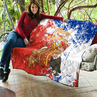 Chile Christmas Quilt with Flag Colors Tree Reindeer Condor and Gift Design - Wonder Print Shop