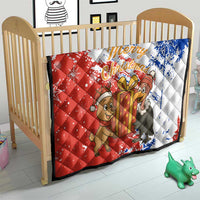 Chile Christmas Quilt with Flag Colors Tree Reindeer Condor and Gift Design - Wonder Print Shop