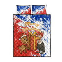 Chile Christmas Quilt Bed Set with Flag Colors Tree Reindeer Condor and Gift Design - Wonder Print Shop