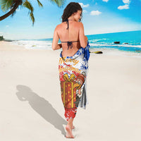 Chile Christmas Sarong with Flag Colors Tree Reindeer Condor and Gift Design - Wonder Print Shop