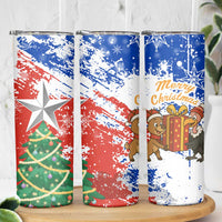 Chile Christmas Skinny Tumbler with Flag Colors Tree Reindeer Condor and Gift Design - Wonder Print Shop