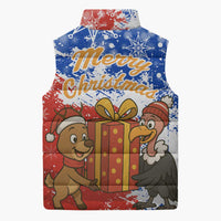 Chile Christmas Sleeveless Puffer Jacket with Flag Colors Tree Reindeer Condor and Gift Design - Wonder Print Shop