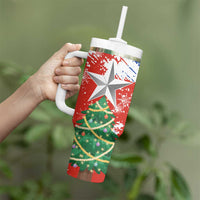 Chile Christmas Tumbler With Handle with Flag Colors Tree Reindeer Condor and Gift Design - Wonder Print Shop