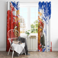 Chile Christmas Window Curtain with Flag Colors Tree Reindeer Condor and Gift Design - Wonder Print Shop