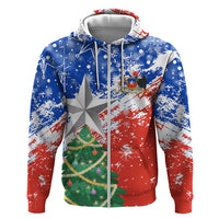 Chile Christmas Zip Hoodie with Flag Colors Tree Reindeer Condor and Gift Design - Wonder Print Shop