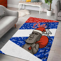 Chile Christmas Area Rug with Moai Statues Santa Hats Snowflakes and Flag Colors Design - Wonder Print Shop
