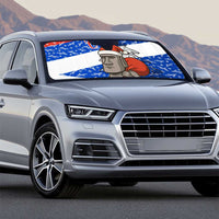 Chile Christmas Auto Sun Shade with Moai Statues Santa Hats Snowflakes and Flag Colors Design - Wonder Print Shop