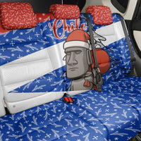 Chile Christmas Back Car Seat Cover with Moai Statues Santa Hats Snowflakes and Flag Colors Design - Wonder Print Shop