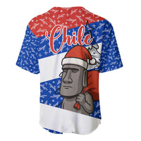 Chile Christmas Baseball Jersey with Moai Statues Santa Hats Snowflakes and Flag Colors Design - Wonder Print Shop