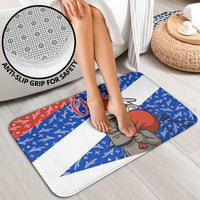 Chile Christmas Bathroom Set with Moai Statues Santa Hats Snowflakes and Flag Colors Design - Wonder Print Shop