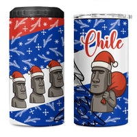 Chile Christmas 4 in 1 Can Cooler Tumbler with Moai Statues Santa Hats Snowflakes and Flag Colors Design - Wonder Print Shop