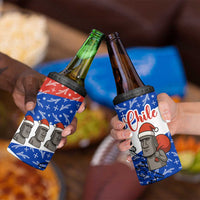 Chile Christmas 4 in 1 Can Cooler Tumbler with Moai Statues Santa Hats Snowflakes and Flag Colors Design - Wonder Print Shop