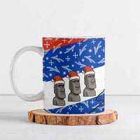 Chile Christmas Ceramic Mug with Moai Statues Santa Hats Snowflakes and Flag Colors Design - Wonder Print Shop