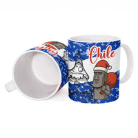 Chile Christmas Ceramic Mug with Moai Statues Santa Hats Snowflakes and Flag Colors Design - Wonder Print Shop