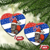 Chile Christmas Ceramic Ornament with Moai Statues Santa Hats Snowflakes and Flag Colors Design - Wonder Print Shop
