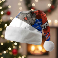 Chile Christmas Santa Hat with Moai Statues Santa Hats Snowflakes and Flag Colors Design - Wonder Print Shop