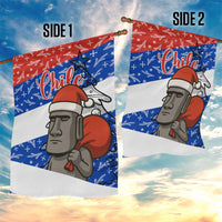 Chile Christmas Garden Flag with Moai Statues Santa Hats Snowflakes and Flag Colors Design - Wonder Print Shop
