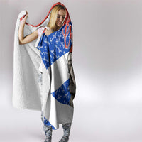 Chile Christmas Hooded Blanket with Moai Statues Santa Hats Snowflakes and Flag Colors Design - Wonder Print Shop