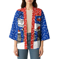 Chile Christmas Kimono with Moai Statues Santa Hats Snowflakes and Flag Colors Design - Wonder Print Shop