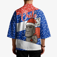 Chile Christmas Kimono with Moai Statues Santa Hats Snowflakes and Flag Colors Design - Wonder Print Shop