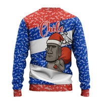 Chile Christmas Ugly Christmas Sweater with Moai Statues Santa Hats Snowflakes and Flag Colors Design - Wonder Print Shop