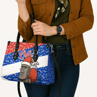 Chile Christmas Leather Bag with Moai Statues Santa Hats Snowflakes and Flag Colors Design - Wonder Print Shop