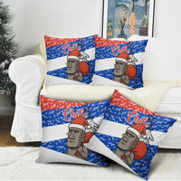 Chile Christmas Pillow Cover with Moai Statues Santa Hats Snowflakes and Flag Colors Design - Wonder Print Shop