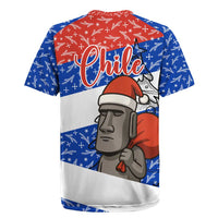 Chile Christmas Rugby Jersey with Moai Statues Santa Hats Snowflakes and Flag Colors Design - Wonder Print Shop