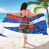 Chile Christmas Sarong with Moai Statues Santa Hats Snowflakes and Flag Colors Design - Wonder Print Shop