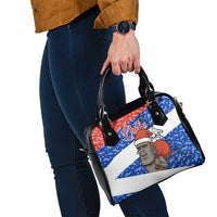 Chile Christmas Shoulder Handbag with Moai Statues Santa Hats Snowflakes and Flag Colors Design - Wonder Print Shop