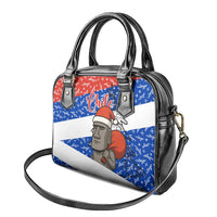 Chile Christmas Shoulder Handbag with Moai Statues Santa Hats Snowflakes and Flag Colors Design - Wonder Print Shop