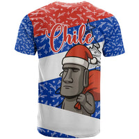 Chile Christmas T Shirt with Moai Statues Santa Hats Snowflakes and Flag Colors Design - Wonder Print Shop
