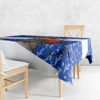 Chile Christmas Tablecloth with Moai Statues Santa Hats Snowflakes and Flag Colors Design - Wonder Print Shop