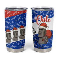 Chile Christmas Tumbler Cup with Moai Statues Santa Hats Snowflakes and Flag Colors Design - Wonder Print Shop