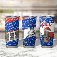 Chile Christmas Tumbler Cup with Moai Statues Santa Hats Snowflakes and Flag Colors Design - Wonder Print Shop