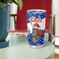 Chile Christmas Tumbler Cup with Moai Statues Santa Hats Snowflakes and Flag Colors Design - Wonder Print Shop