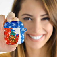 Nicaragua Christmas AirPods Case with Jaguar in Sleigh Christmas Tree Snowflakes and Flag Colors Design - Wonder Print Shop