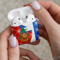 Nicaragua Christmas AirPods Case with Jaguar in Sleigh Christmas Tree Snowflakes and Flag Colors Design - Wonder Print Shop
