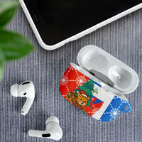 Nicaragua Christmas AirPods Case with Jaguar in Sleigh Christmas Tree Snowflakes and Flag Colors Design - Wonder Print Shop